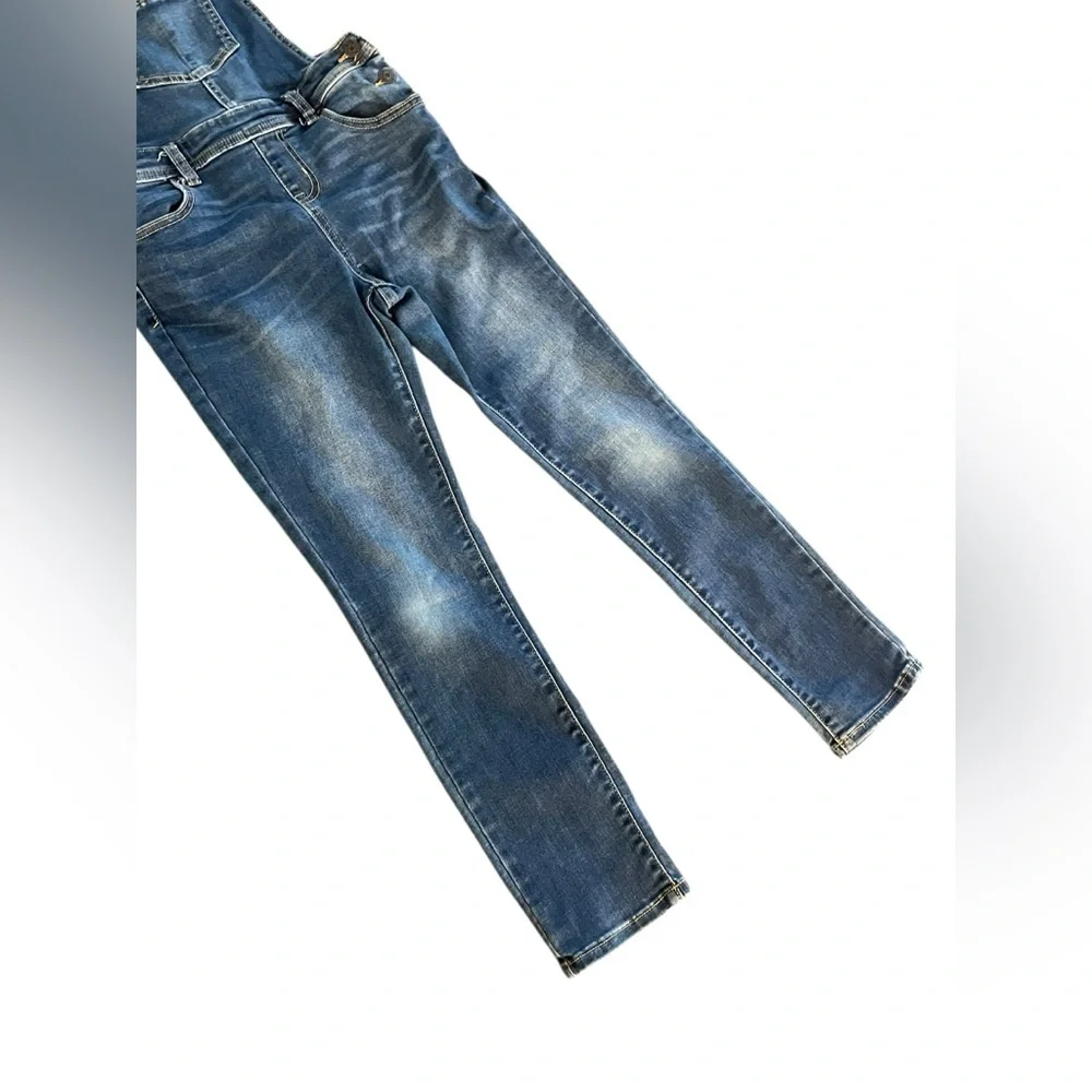 Cat & Jack Girls Denim Overalls Jeans Large 10/12 Super Stretch Adjustable Strap